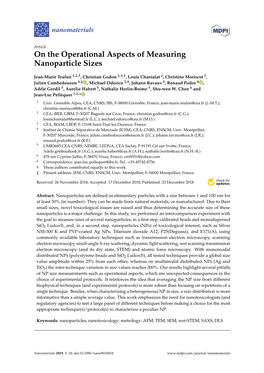 On the Operational Aspects of Measuring Nanoparticle Sizes