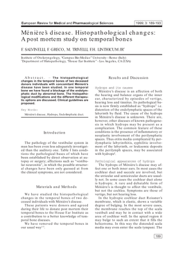 Ménière's Disease. Histopathological Changes