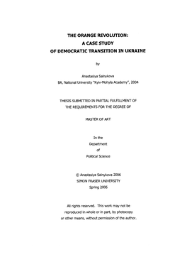 The Orange Revolution: a Case Study of Democratic Transition in Ukraine