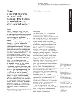 Flicker Electroretinograms Recorded with Mydriasis-Free Reteval System Before and After Cataract Surgery