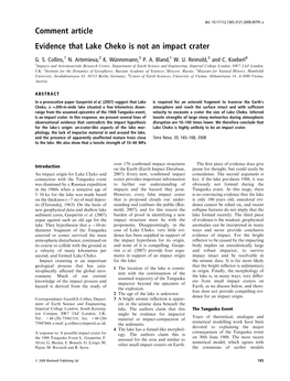 Comment Article Evidence That Lake Cheko Is Not an Impact Crater