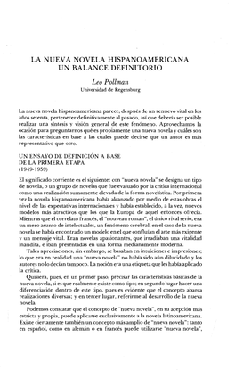 La Nueva Novela Hispanoamericana Un Balance Definitorio