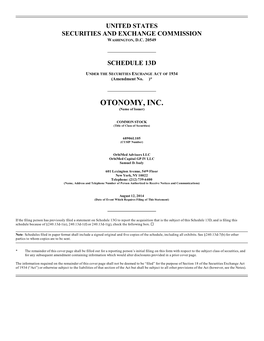 OTONOMY, INC. (Name of Issuer)