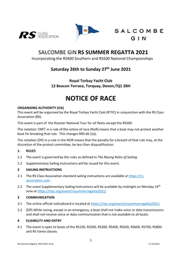 Notice of Race