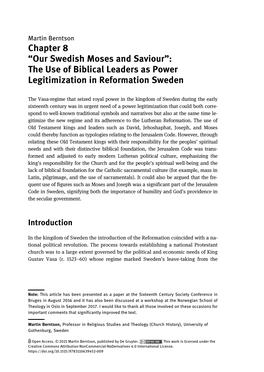 “Our Swedish Moses and Saviour”: the Use of Biblical Leaders As Power Legitimization in Reformation Sweden
