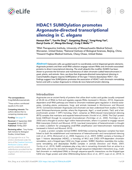 HDAC1 Sumoylation Promotes Argonaute-Directed Transcriptional Silencing in C