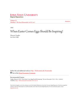 When Easter Comes Eggs Should Be Inspiring! Marjorie Vaughn Iowa State College