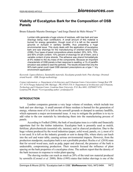 Viabilty of Eucalyptus Bark for the Composition of OSB Panels