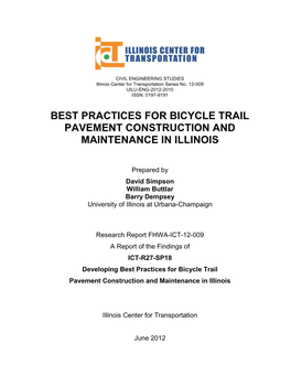 Best Practices for Bicycle Trail Pavement Construction and Maintenance in Illinois