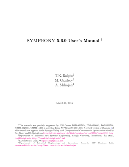 SYMPHONY 5.6.9 User's Manual