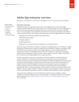 Adobe Sign Enterprise Overview Security, Compliance, Identity Management, and Document Handling