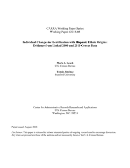 Individual Changes in Identification with Hispanic Ethnic Origins: Evidence from Linked 2000 and 2010 Census Data