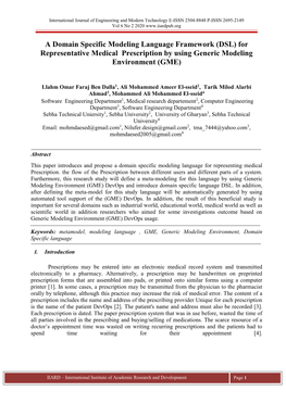 A Domain Specific Modeling Language Framework (DSL) for Representative Medical Prescription by Using Generic Modeling Environment (GME)