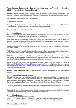 Minute's of Fairmilehead Community Council Tuesday 3Rd October, 2006