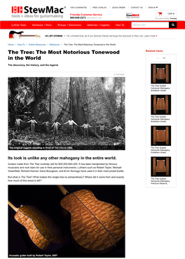 The Tree: the Most Notorious Tonewood in the World the Tree: the Most Notorious Tonewood Related Items in the World the Discovery, the History, and the Legend