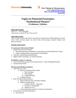 Financial Economics Under Symmetric Information