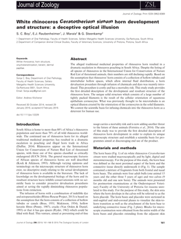 White Rhinoceros Ceratotherium Simum Horn Development and Structure: a Deceptive Optical Illusion S