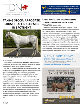 Taking Stock: Arrogate, Cross Traffic Keep Sire In