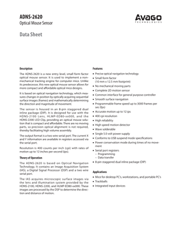 ADNS-2620 Data Sheet