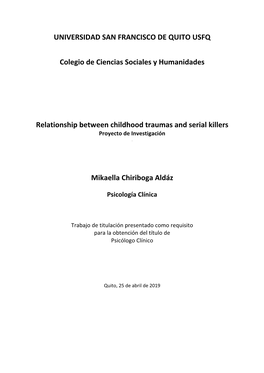 Relationship Between Childhood Traumas and Serial Killers Proyecto De Investigación