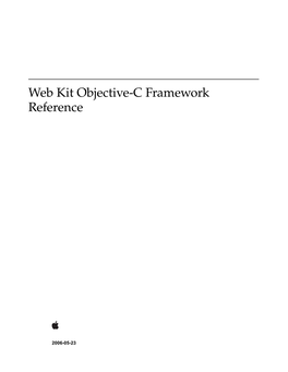 Web Kit Objective-C Framework Reference