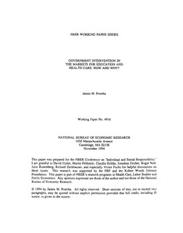 Nber Working Paper Series