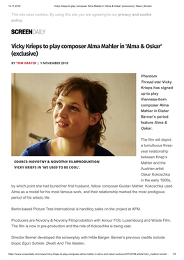 Vicky Krieps to Play Composer Alma Mahler in 'Alma & Oskar' (Exclusive) | News | Screen