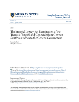 An Examination of the Trends of Empire and Genocide from German Southwest Africa to the General Government Laura Guebert Murray State University