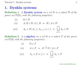 Dynkin Systems 1 1