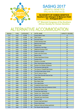 To Download Alternative Accommodation List