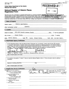 National Register of Historic Places Registration Form MAY 5 I994