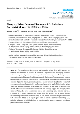 Changing Urban Form and Transport CO2 Emissions: an Empirical Analysis of Beijing, China