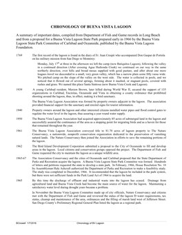 Chronology of Buena Vista Lagoon