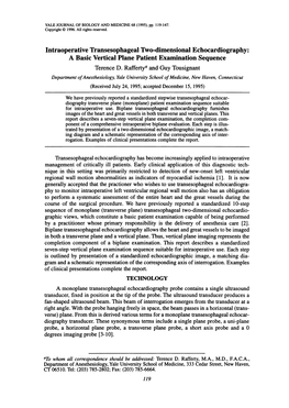 Intraoperative Transesophageal Two-Dimensional Echocardiography: a Basic Vertical Plane Patient Examination Sequence Terence D