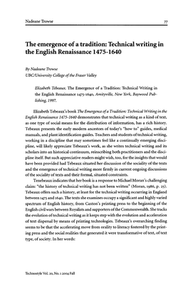 Technical Writing in the English Renaissance 1475-1640