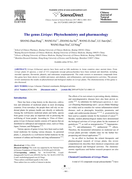 The Genus Liriope: Phytochemistry and Pharmacology