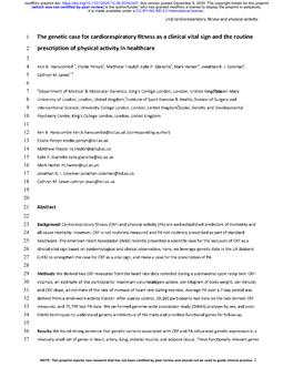 The Genetic Case for Cardiorespiratory Fitness As a Clinical Vital Sign and the Routine