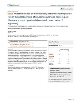 Overstimulation of the Inhibitory Nervous System Plays a Role in the Pathogenesis of Neuromuscular and Neurological Diseases