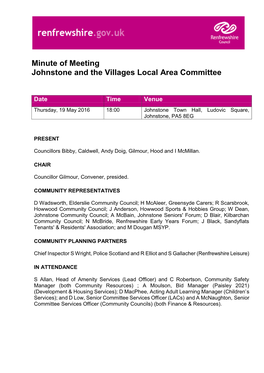 Minute of Meeting Johnstone and the Villages Local Area Committee