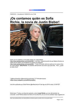 ¡Os Contamos Quién Es Sofia Richie, La Novia De Justin Bieber!