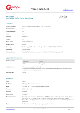 Anti-TFF3 / Trefoil Factor 3 Antibody (ARG65857)