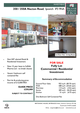 350 / 350A Nacton Road, Ipswich IP3 9NA for SALE Fully Let Commercial / Residential Investment
