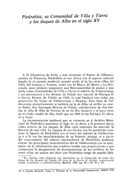 Piedrahita, Su Comunidad De Villa Y Tierra Y Los Duques De Alba En El Siglo XV