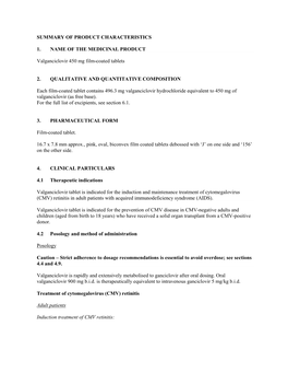 Summary of Product Characteristics 1. Name Of