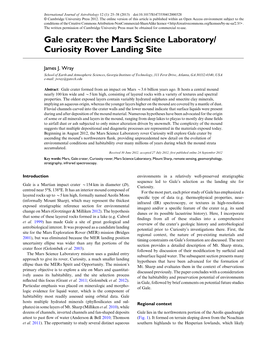 Gale Crater: the Mars Science Laboratory/ Curiosity Rover Landing Site