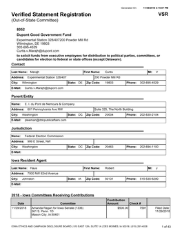 Verified Statement Registration VSR (Out-Of-State Committee)