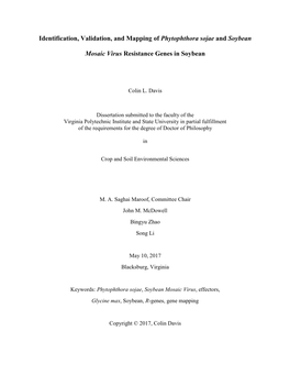 Identification, Validation, and Mapping of Phytophthora Sojae and Soybean