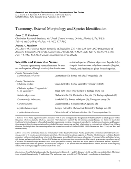 Taxonomy, External Morphology, and Species Identification