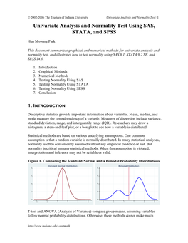 Univariate Analysis and Normality Test Using SAS, STATA, and SPSS