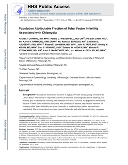 Population Attributable Fraction of Tubal Factor Infertility Associated with Chlamydia